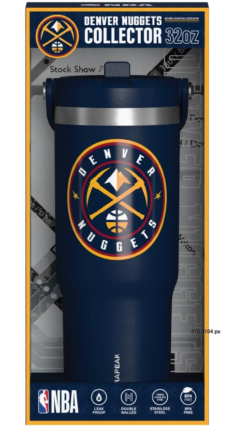 Hydrapeak x NBA Officially Licensed Denver Nuggets 32oz Nomad Stainless Steel Tumbler with Handle and Straw Lid, Leakproof Water Bottle in Limited Edition Collector's Gift Box - Image 3