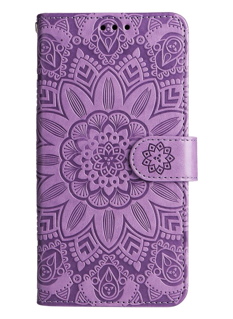 Suteni Heat Embossed Flip Cover Card Slots Leather Phone Case for Samsung - Image 1