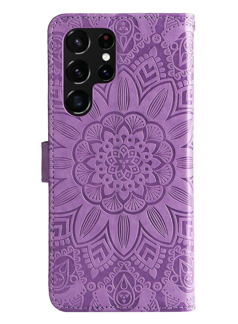 Suteni Heat Embossed Flip Cover Card Slots Leather Phone Case for Samsung - Image 2