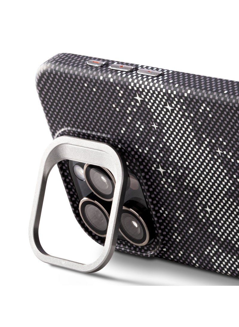 MagSafe carbon fiber protection case with camera stand for iPhone 15 Pro - Graphite grey