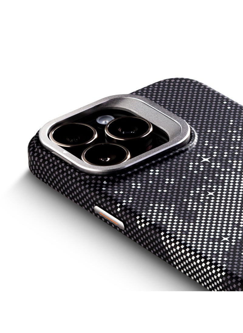 MagSafe carbon fiber protection case with camera stand for iPhone 15 Pro - Graphite grey