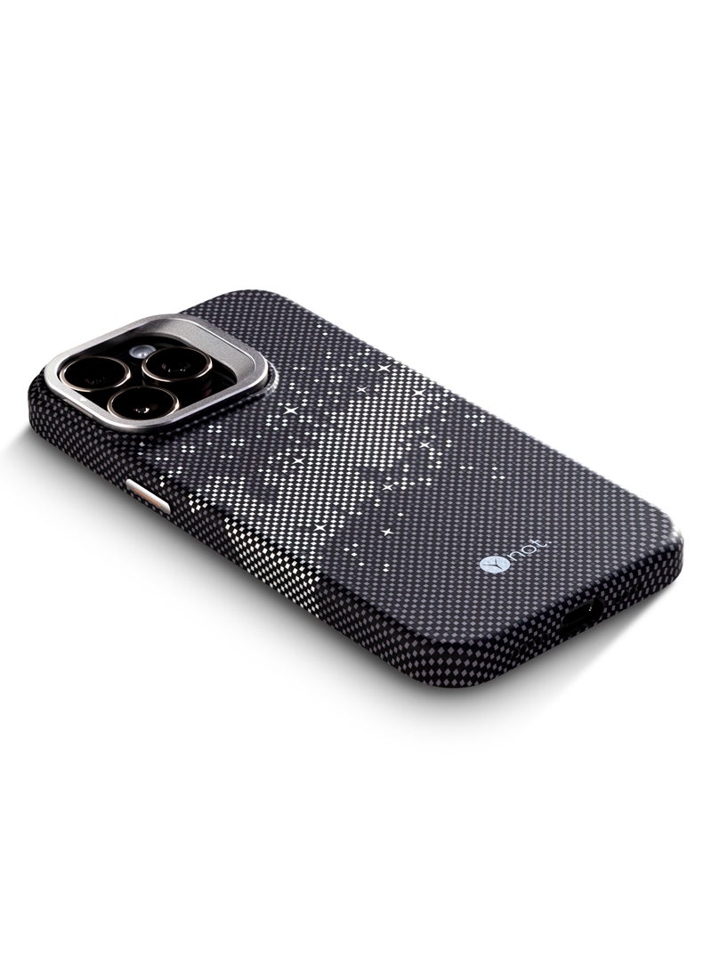 MagSafe carbon fiber protection case with camera stand for iPhone 15 Pro - Graphite grey
