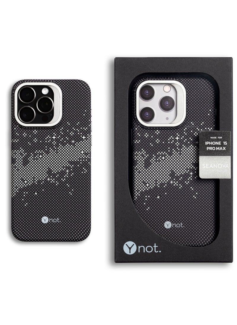 MagSafe carbon fiber protection case with camera stand for iPhone 15 Pro - Graphite grey