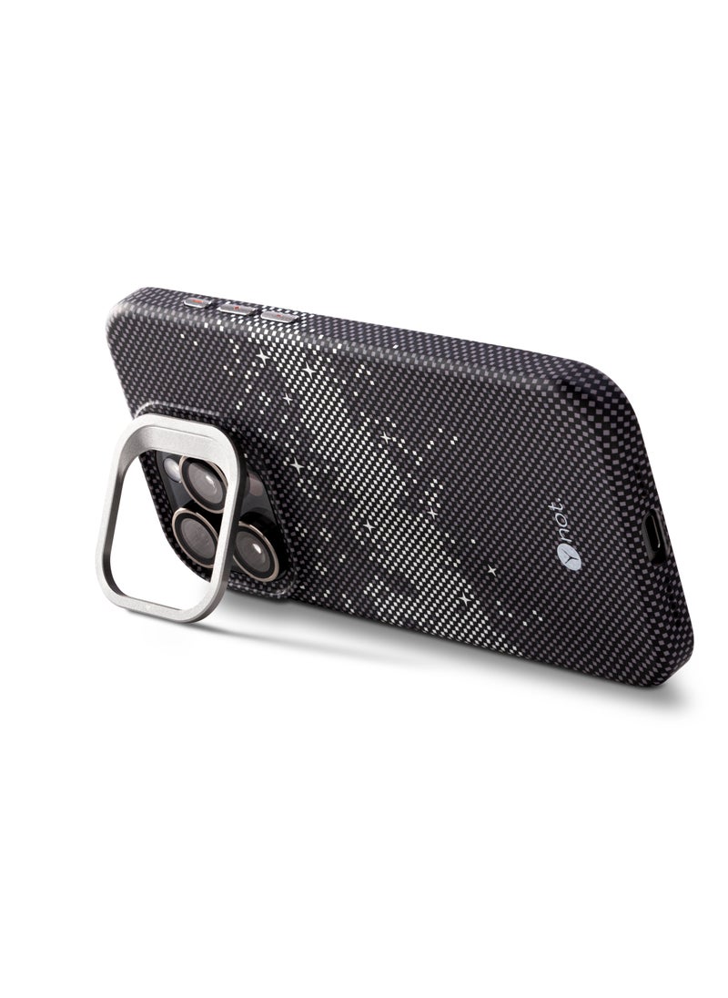 MagSafe carbon fiber protection case with camera stand for iPhone 15 Pro - Graphite grey
