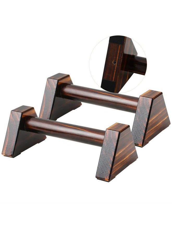 airogym Push-up Stand, 2 PCS Wood Pushup Bars Non-Slip Base Exercise Home Workout Equipment, 30CM Wooden Parallettes Handle Stands Grip for Men Strength Training, Planks Calisthenics - Image 1