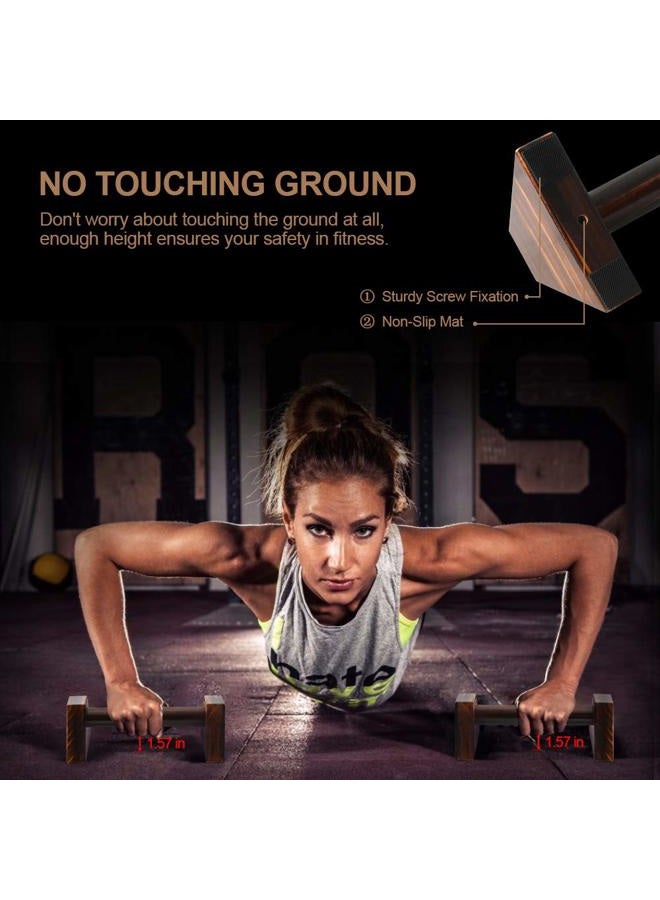 airogym Push-up Stand, 2 PCS Wood Pushup Bars Non-Slip Base Exercise Home Workout Equipment, 30CM Wooden Parallettes Handle Stands Grip for Men Strength Training, Planks Calisthenics - Image 5