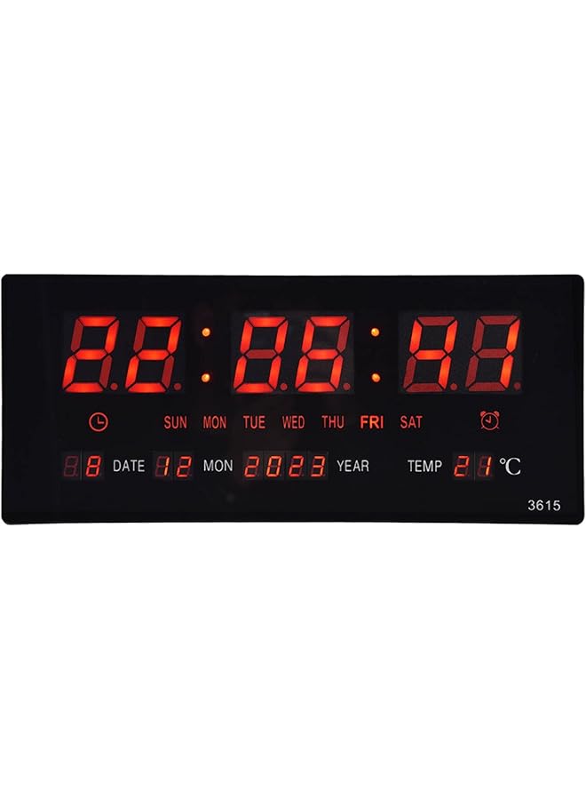 The Bros ساعة حائط رقمية، ساعة رقمية كبيرة العرض صامتة مع التاريخ ويوم الأسبوع ودرجة الحرارة الداخلية، ساعة منبه إلكترونية للمكتب، غرفة النوم، غرفة المعيشة، ديكور المنزل - Image 1