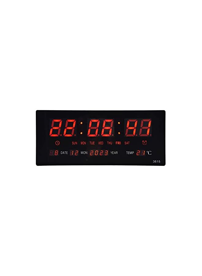 The Bros ساعة حائط رقمية، ساعة رقمية كبيرة العرض صامتة مع التاريخ ويوم الأسبوع ودرجة الحرارة الداخلية، ساعة منبه إلكترونية للمكتب، غرفة النوم، غرفة المعيشة، ديكور المنزل - Image 2