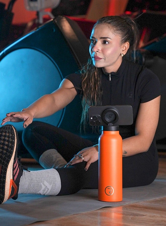 Sports Origin 32Oz (1000ml) Stainless Steel Hydration Water Bottle | BPA-Free, Magsafe bottle Compatible with Free Magnetic Booster Ring, Keeps Drinks Hot 12Hrs & Cold 24Hrs – Orange - Image 4