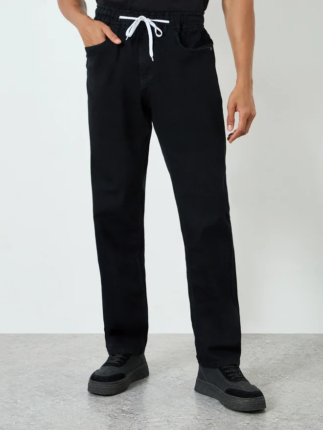 Styli  Styli Men Relaxed Fit Jeans with Drawstring for Men | Best Price UAE
