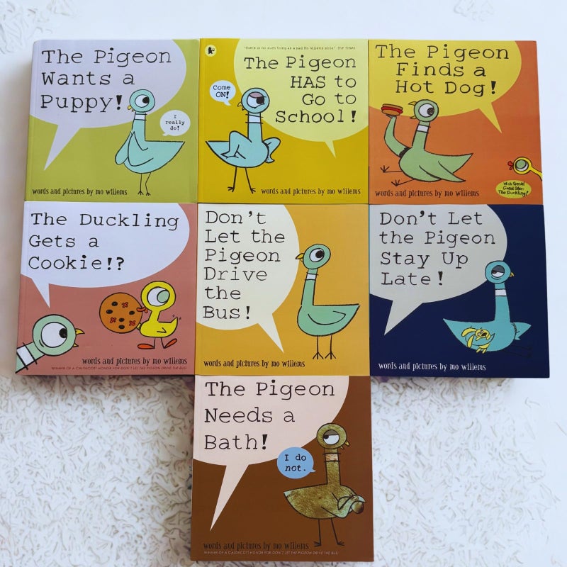 TONGYILEX 7 Book Set of Mo Willems Pigeon Books, Includes Donâ€™t Let The Pigeon Drive The Bus Book, The Pigeon Has to Go to School & More â€“ Mo Willems Books Paperback for Kids Collection - Image 1