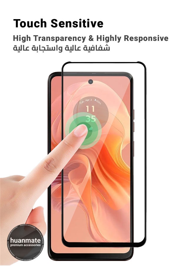 Motorola Moto G04 Screen Protector – Premium Edge to Edge Tempered Glass, High Transparency, Delicate Touch, Anti-Explosion, Smooth Arc Edges, Easy Installation