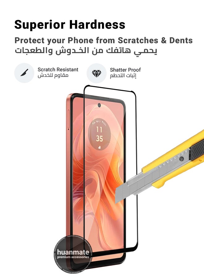 Motorola Moto G04 Screen Protector – Premium Edge to Edge Tempered Glass, High Transparency, Delicate Touch, Anti-Explosion, Smooth Arc Edges, Easy Installation