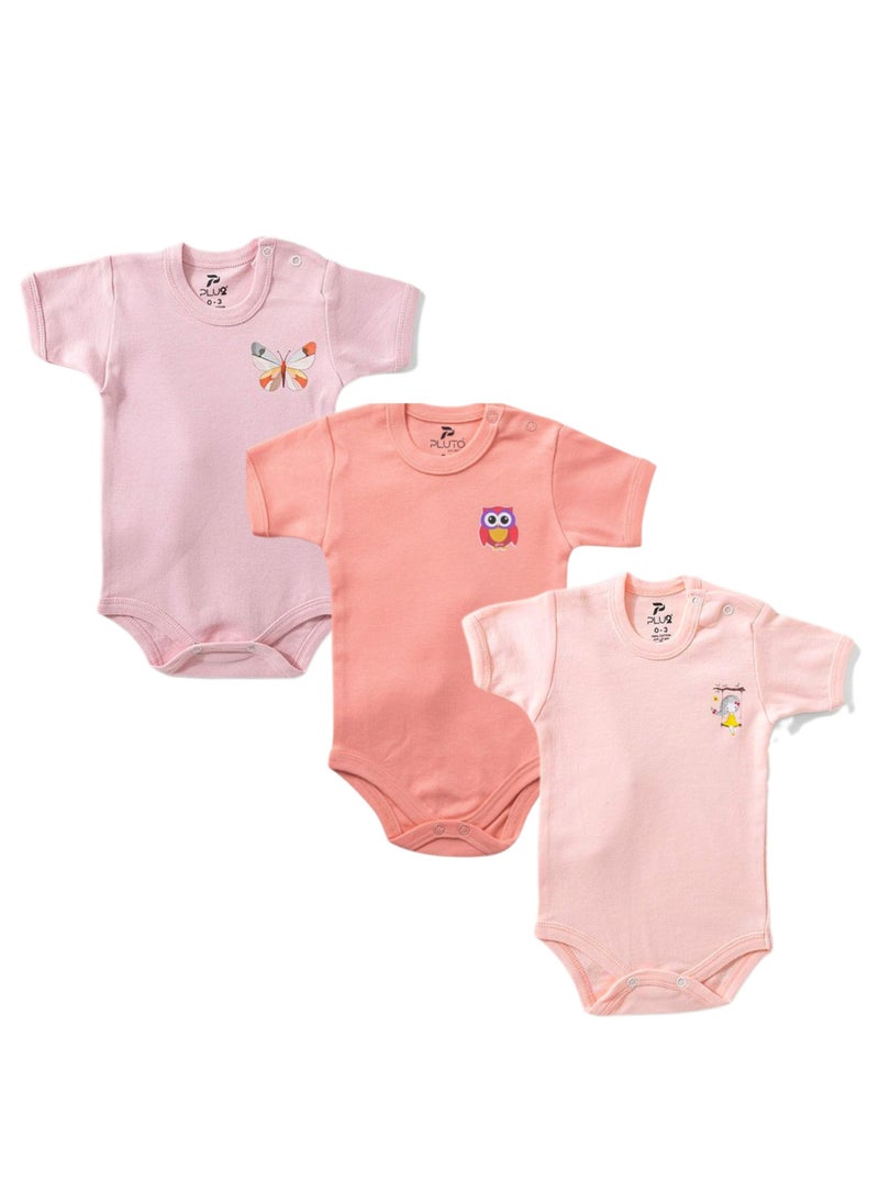 Pluto Pack of 3 Cotton Short Sleeve Bodysuit for Baby  - Image 1