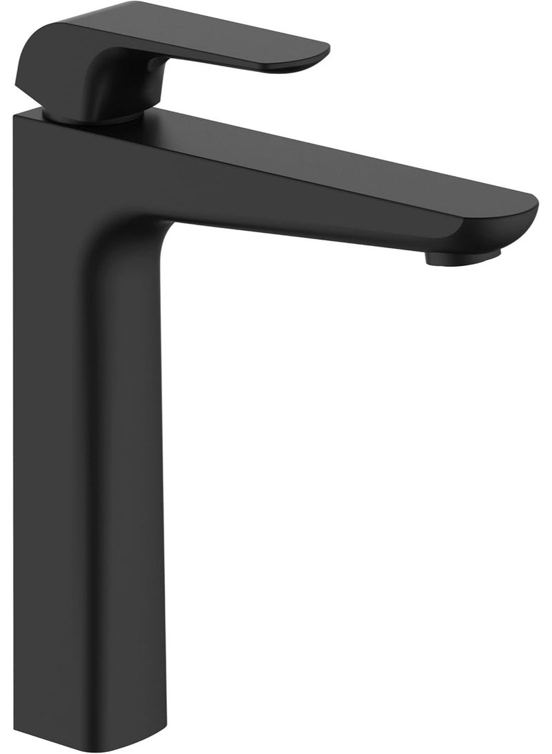 Hesanit Elite Single Lever High Basin Mixer, Deck Mounted Bathroom Faucet with Pop-Up Waste – Matte Black Finish, Model 7007HMB - Image 1