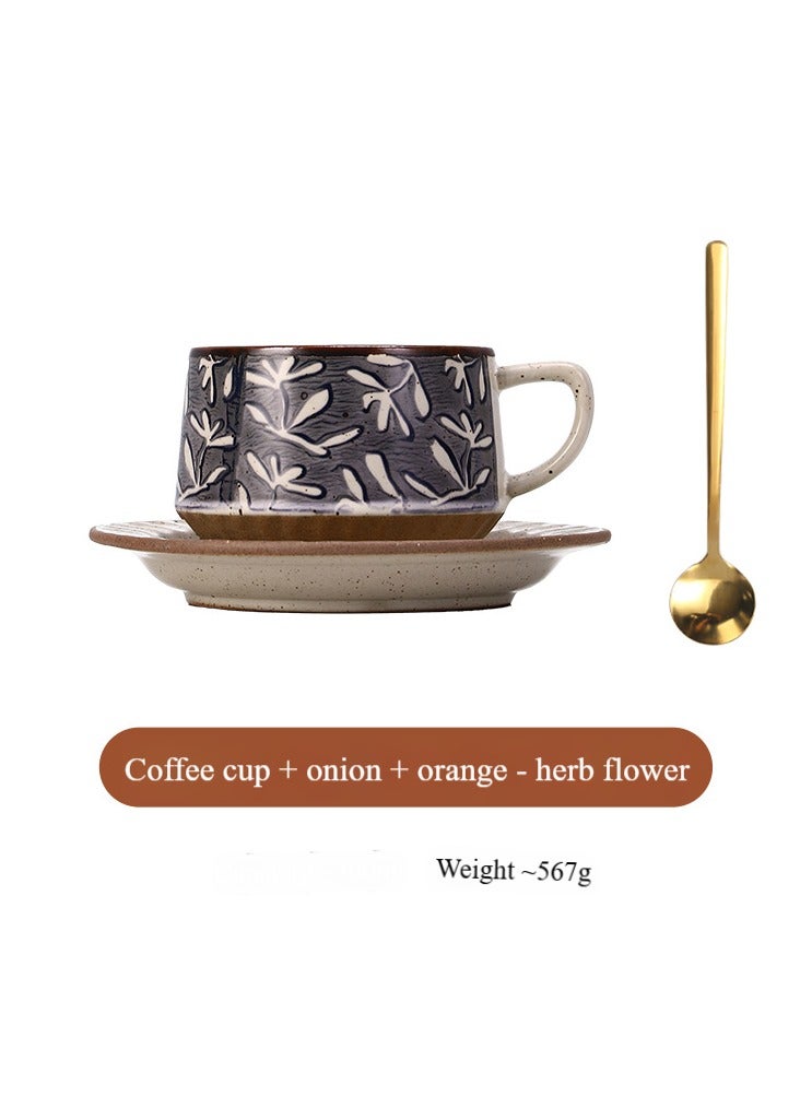 آنا 300 مل فنجان سيراميك بتصميم بسيط وعتيق للقهوة واللاتيه والشاي بالحليب - Image 1