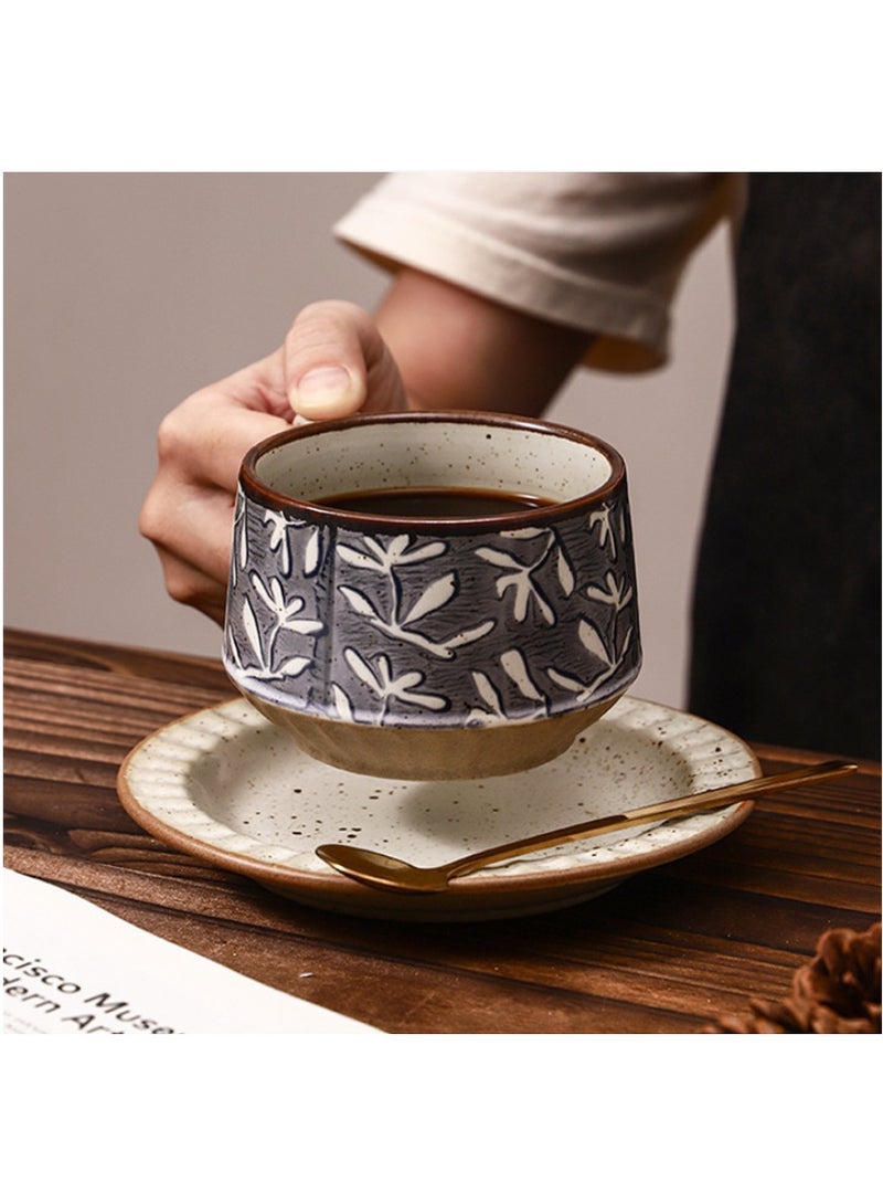 آنا 300 مل فنجان سيراميك بتصميم بسيط وعتيق للقهوة واللاتيه والشاي بالحليب - Image 4