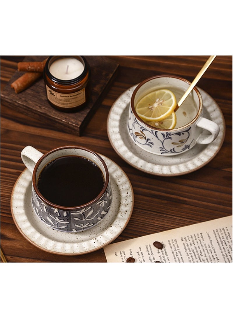 آنا 300 مل فنجان سيراميك بتصميم بسيط وعتيق للقهوة واللاتيه والشاي بالحليب - Image 5