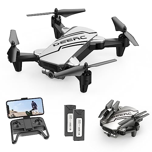 DEERC D20 Mini Drone for Kids with 720P HD FPV Camera Remote Control Toys Gifts for Boys Girls with Altitude Hold Headless Mode One Key Start Speed Adjustment 3D Flips 2 Batteries Silver
