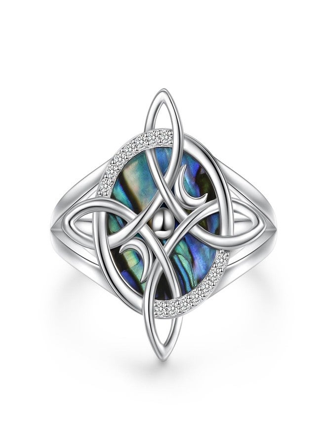 Ladytree Witches Knot Ring 925 Sterling Silver Celtic Knot Crescent Moon Protection Irish Jewelry Gifts for Women - Image 1