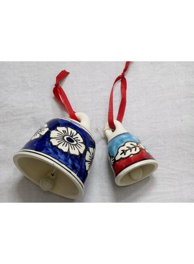Shopping Shots Ceramic 2 Hand Painted Bells. 1 Large Size Bell (Height 4 inches) and 1 Small Size Bell (Height 3 inch) - Image 1