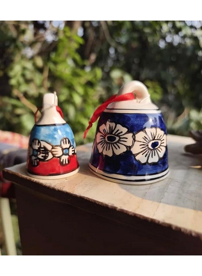 Shopping Shots Ceramic 2 Hand Painted Bells. 1 Large Size Bell (Height 4 inches) and 1 Small Size Bell (Height 3 inch) - Image 2