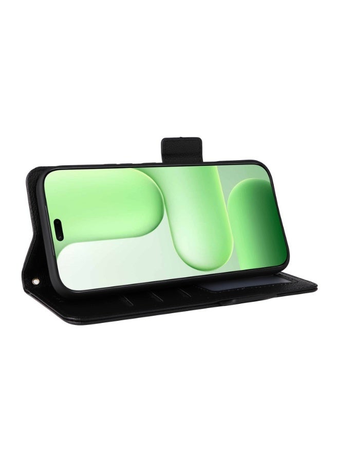 Wechdo Leather Flip Wallet Phone Case Compatible with Honor 600 Lite - Shockproof Protective Cover with Card Holder, Stand Function and Detachable Wristband - Image 4
