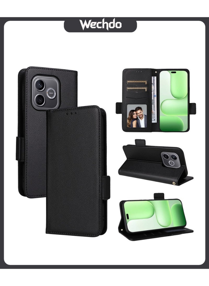 Wechdo Leather Flip Wallet Phone Case Compatible with Honor 600 Lite - Shockproof Protective Cover with Card Holder, Stand Function and Detachable Wristband - Image 1
