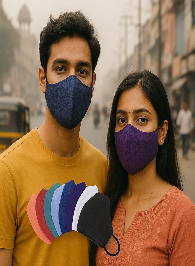 اكستور قناع قطني قابل للتنفس من إكس ستور | قابل لإعادة الاستخدام | قابل للغسل | قناع من طبقتين - (عبوة من 8 أقنعة - ألوان: خوخي، أحمر، أخضر، أزرق فاتح، أزرق غامق، بنفسجي، أبيض، أسود)، مناسب للجنسين - Image 4