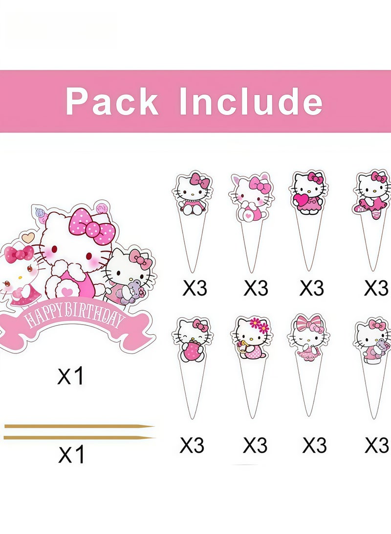 25 Pcs Cake Decoration Cap - Hello Kitty Cake Decoration - Birthday Party Supplies Decoration - Image 3