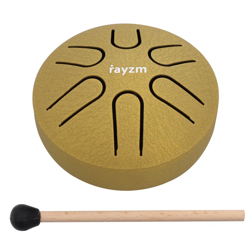Rayzm Pocket Titanium Steel Tongue Drum, 3 Inches (8cm) 6 Tones A-Key Handpan Tank Drum, Mini Hand Drum Pentatonic Scale Percussion Instrument. - Image 1