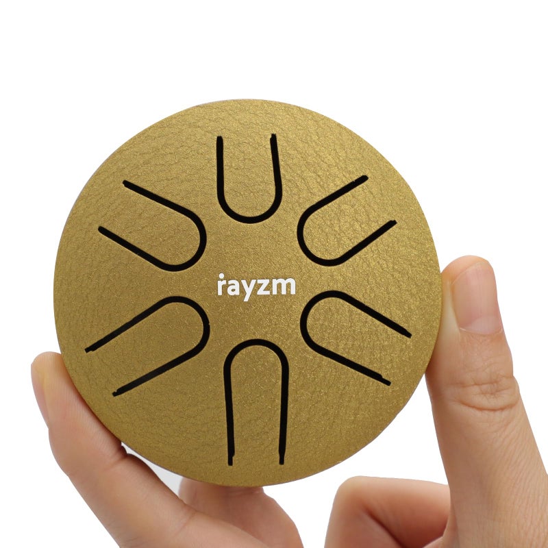 Rayzm Pocket Titanium Steel Tongue Drum, 3 Inches (8cm) 6 Tones A-Key Handpan Tank Drum, Mini Hand Drum Pentatonic Scale Percussion Instrument. - Image 5