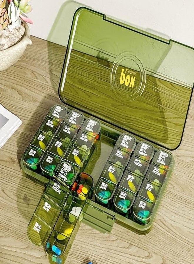 منظم حبوب كايزن ستار الأسبوعي، علبة حبوب خالية من مادة BPA، 7 أيام، 3 مرات في اليوم، موزع حبوب محمول قابل للتكديس لحمل الفيتامينات والمكملات الغذائية والأدوية (جديد) - Image 3