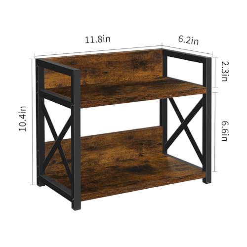 YINMIT Countertop Shelf Organizer,Coffee Bar Accessories,Spice Rack,Coffee Counter Shelf,2 Tier Coffee Organizer Station for Mugs,Cups,Cream,Syrup(Rustic Brown, Small) - Image 3