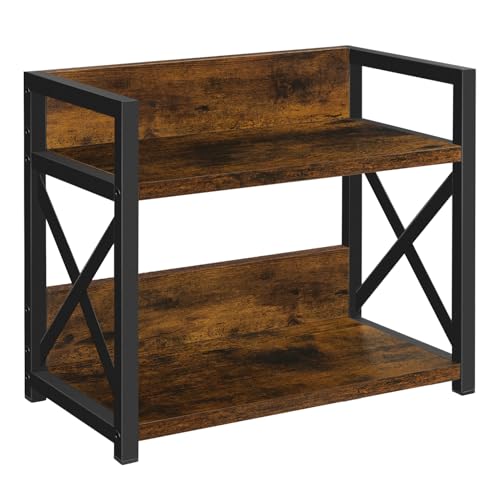 YINMIT Countertop Shelf Organizer,Coffee Bar Accessories,Spice Rack,Coffee Counter Shelf,2 Tier Coffee Organizer Station for Mugs,Cups,Cream,Syrup(Rustic Brown, Small) - Image 1