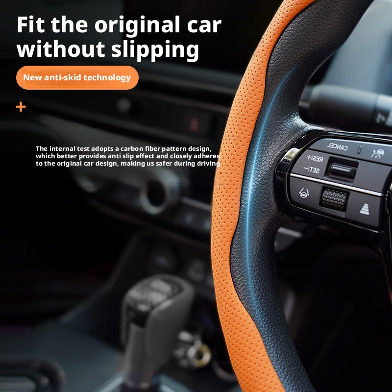 Universal Car Steering Wheel Cover - Nappa Leather, Breathable, Anti-Slip, Fits 38cm Wheels - Image 3