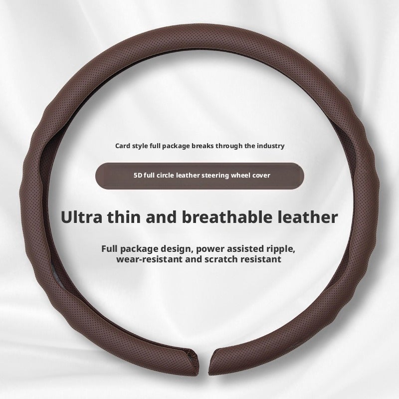 Universal Car Steering Wheel Cover - Nappa Leather, Breathable, Anti-Slip, Fits 38cm Wheels - Image 5