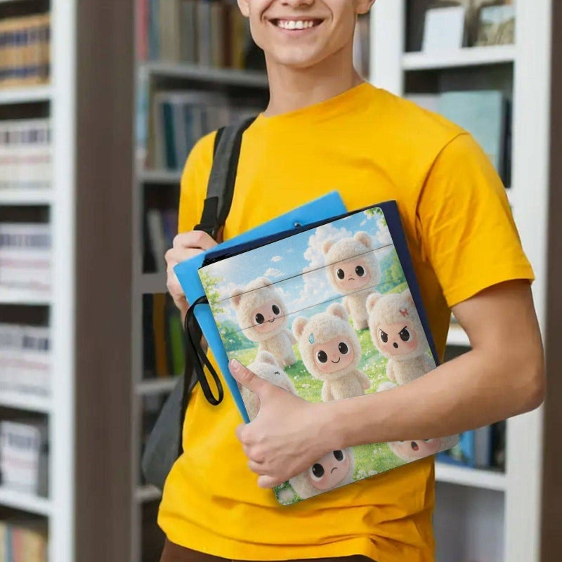1 قطعة غطاء كتاب لطيف بتصميم خروف مع سحاب للإغلاق، مقاس 11.02 بوصة × 8.66 بوصة، حقيبة حماية وحفظ للكتب بألوان متنوعة، مع جيب أمامي، للمعلمين والطلاب. - Image 2