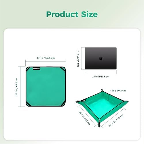SPONDWILD Plant Transplanting Mat Thickened Waterproof Potting Mat Succulent Gardening Mat Portable Repotting Mat for Mess Control PeGreen27 x 27 - Image 3