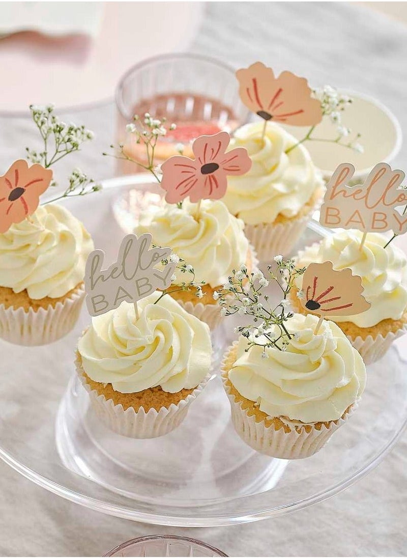 Ginger Ray Paper Floral Cupcake Toppers - Image 2