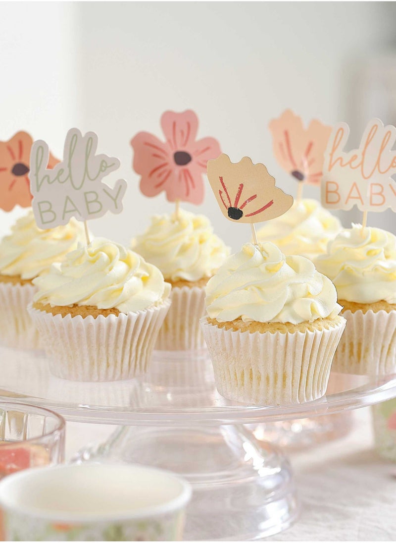 Ginger Ray Paper Floral Cupcake Toppers - Image 1
