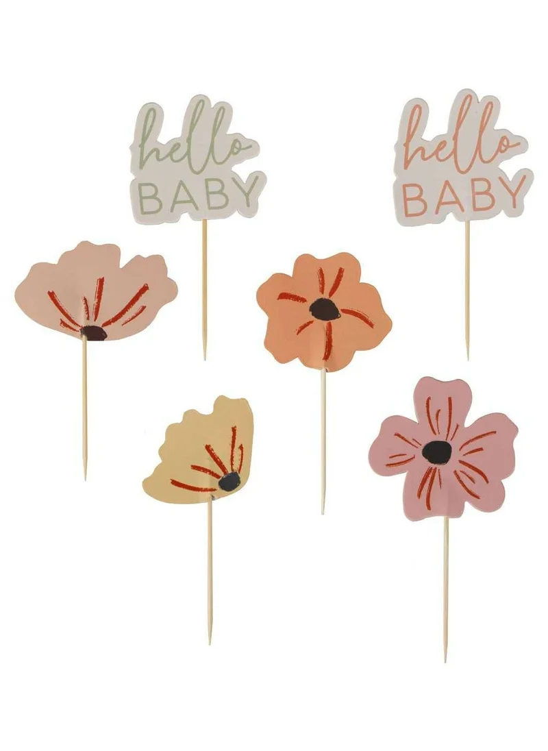 جينجر راي Paper Floral Cupcake Toppers
