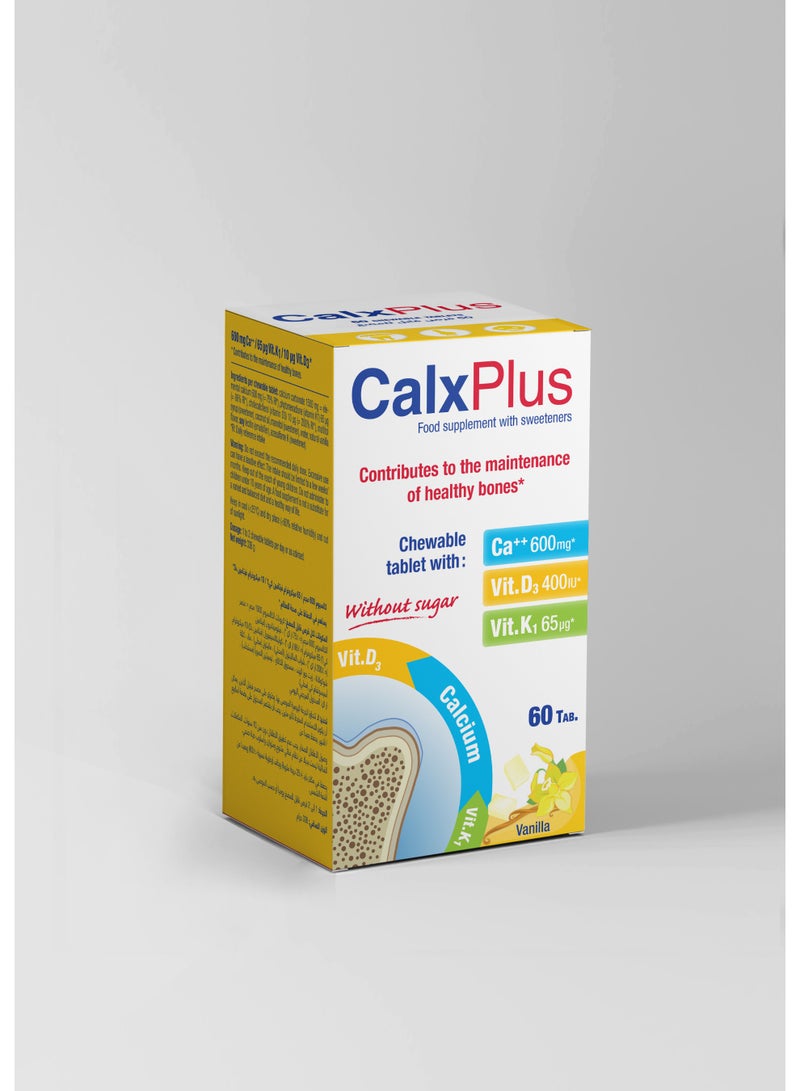 CalxPlus Vanilla Tablets 60's– Calcium, Vitamin D3 & K1 for Everyday Bone Health - Image 1