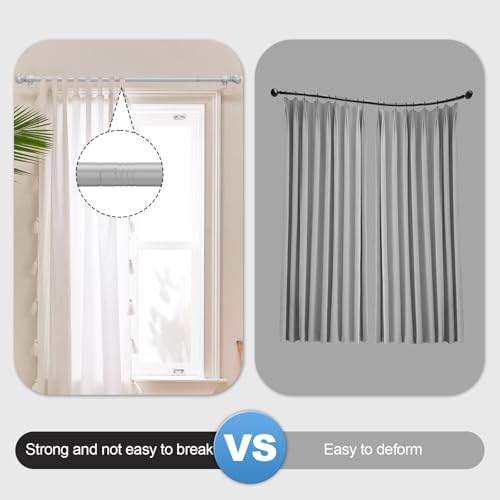 Authandis Silver Curtain Rods for Windows with Brackets,5/8 Inch Diameter Small Curtain Rod Adjustable Set 32 to 90 Inches,Easy Install Drapery Rods,Gray - Image 4