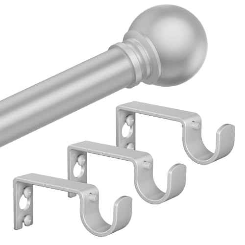 Authandis Silver Curtain Rods for Windows with Brackets,5/8 Inch Diameter Small Curtain Rod Adjustable Set 32 to 90 Inches,Easy Install Drapery Rods,Gray - Image 1
