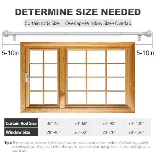 Authandis Silver Curtain Rods for Windows with Brackets,5/8 Inch Diameter Small Curtain Rod Adjustable Set 32 to 90 Inches,Easy Install Drapery Rods,Gray - Image 5