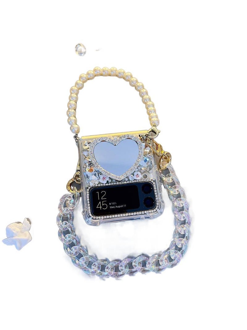 Protective Case | Shimmering Acrylic | Drop Protection | Diamond Inlay | Shockproof Cover for Samsung Galaxy Z Flip 5 - Image 1