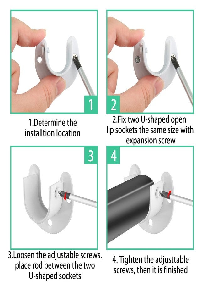 Suiwotin 2 Packs Stainless Steel Closet Rod End Supports 1-1/3 Inch Wardrobe Bracket Heavy Duty Closet Pole Sockets Flange Rod Holder, U-Shaped with Screws, White - Image 5