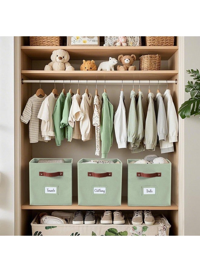 DECOMOMO Storage Cubes, 13x13x13 Storage Cube Bins with Labels, Fabric Organizer Bins (13" / 6pcs, Sage Green) - Image 2