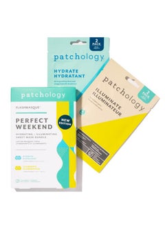 Patchology Hydrating Sheet Masks Weekend Travel Skincare Essentials Hyaluronic Acid Masks With Revitalizing Serum Licorice Root Extract Skincare Ultimate Hydration & Radiance (4 Masks)  - Image 1